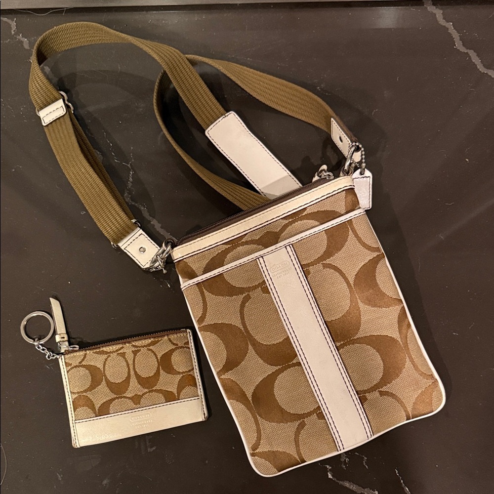Coach Tan and Cream Crossbody Bag